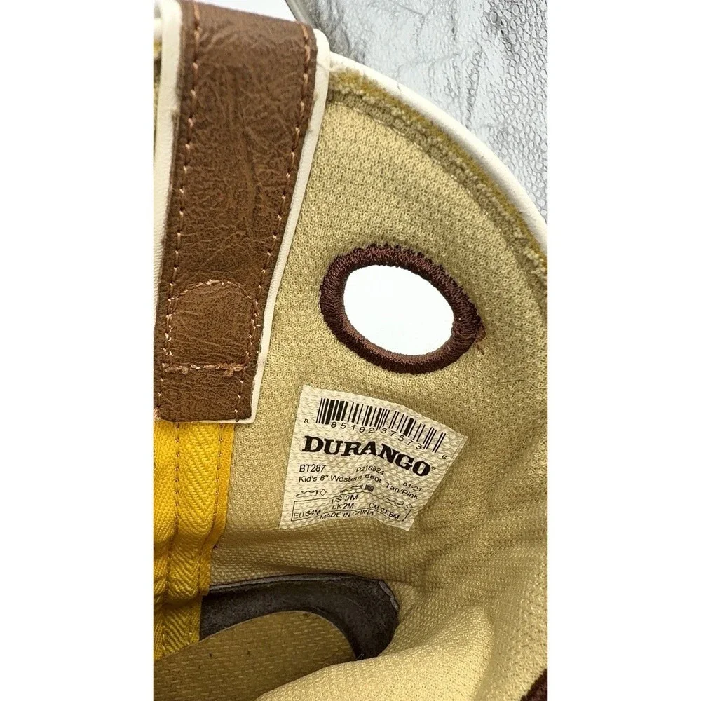Durango Big Kids Tan/Pink Western Boots, Size 3M